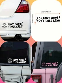 Don't Honk! I'll Cry Funny Bumper Sticker - Car Decal - Cute Car Accessory - Letter Print - Glass Surface - Self-Adhesive - Single Use - Fantasy Theme - Asymmetric Shape - Matte Finish - Multicolor - View 2