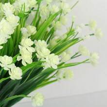 10 Bundles Artificial Flowers For Outdoors Fake Plastic Plants Faux Shrubs Greenery Wheat Grass UV Resistant For Spring Summer Garden Patio Window Box Office Table Kitchen Home Decoration - 白色 - 查看 7