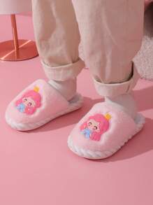 1 Pair Girls Cute Princess Slippers, Indoor Warm Home Wear For Kids, Suitable For Autumn/Winter