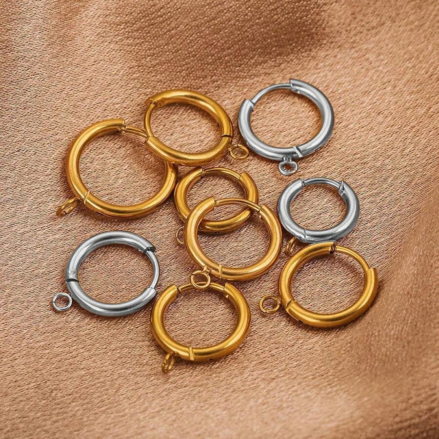 10入組不鏽鋼時尚圓形耳環，配戒指自製耳環，珠寶飾品配件生產 - 耳扣 - 查看 1