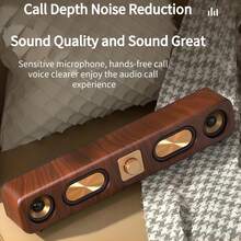 无线蓝牙音箱，便携式音箱，具有响亮的立体声和深沉的低音，适用于派对、礼物（木纹） - 彩色 - 查看 2