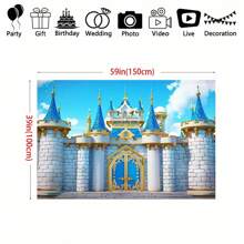 1 pieza Pancarta de fondo de cumpleaños real del príncipe, tema de castillo medieval con fondo de fotografía de poliéster para decoraciones de fiestas generales, no se necesita electricidad - Multicolor - Ver 8