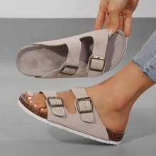 Women's Cork Insole Sandals,Soft Sandals,Adjustable Buckle Non-Slip Sandals - White - View 5