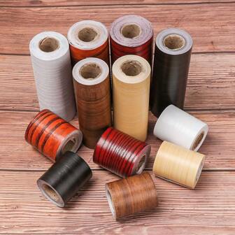 1 Pc Self-Adhesive PVC Waterproof Wood Waist Line Wallpaper Living Room Skirting Line Vinyl Decals Baseboard Wall Border Corner Stickers, Renovation Stickers Peel Wall Panels, Wall Paper, Wallpapers, Spring Decoration Items Refresh Your Home, Rama Decoration Stickers