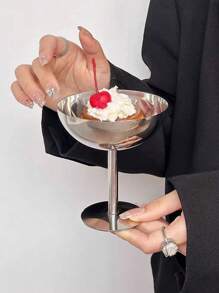1 pieza Taza de acero inoxidable para helado, vaso para postre, tazón para ensalada de frutas, taza para aperitivos para el verano y vuelta al colegio