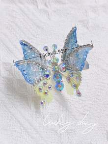 1pc Movable Butterfly Hairclip, Floral Girls Hair Accessories Princess Hair Ornament, Suitable For Daily Use