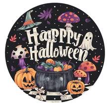 1pc Wooden Round Happy Sign Decorative Plaque - Black - View 6