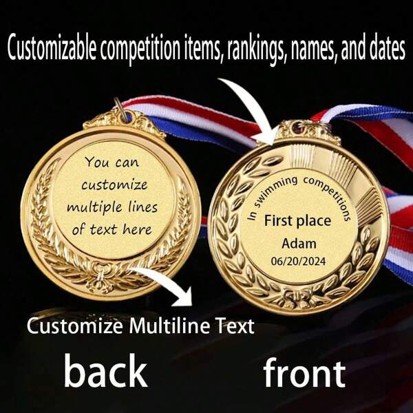 1 pieza Etiqueta colgante de metal personalizada y personalizada, medalla con borde de espiga de trigo, material de aleación de zinc, medalla de competencia infantil, producción de medallón conmemorativo de evento deportivo de maratón, se puede usar como regalo de aliento para niños, medalla "Soy increíble" que incluye cuerda colgante, compacta, grabada exquisita, de alta calidad, Día de San Valentín moderno, decoración del Día de San Valentín, vida lenta del verano