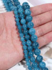 1pc Natural Blue Apatite Stone Beads Round Gemstone Loose Spacer Beads For Jewelry Making DIY Bracelet Necklace Accessories 6/8/10mm - Blue - View 5