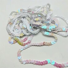 1 szt. 5 jardów 6 mm wstążka z cekinami, okrągłe płaskie cekiny, laserowo brokatowe cekiny do rękodzieła, szycia, akcesoriów, lamówka z cekinami