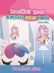 1pc Pink Unicorn Birthday Number Candles,Cake Numeric Candles Sequins 0-9 Numeral Candle,Unicorn Theme Party Cake Topper Anniversary Party Decor Supplies Cake Decorating Cake Topper Cake Decorations Cake Decor Cake Decorating Tools - Pink - View 5