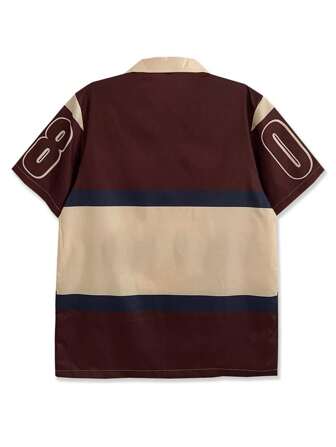 Brown Unusual Print Four-Way Stretch Casual Shirt For Men