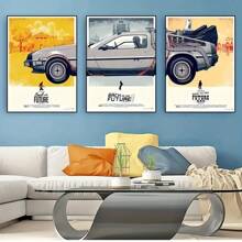 3 pièces/ensemble d'art mural en canevas imperméable sans cadre, décoration murale minimaliste moderne, affiche de film classique retour vers le futur, idéale pour le salon, la chambre à coucher, la salle de bain, le couloir du bureau, la décoration murale de fond de canapé, la décoration de la maison, l'esthétique de la pièce