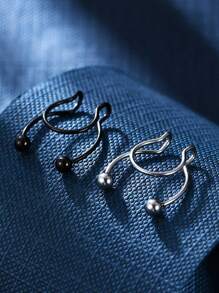 CIZME 5 piezas de anillos de aro de septo falso de Halloween de acero inoxidable, anillos de septo, labio y oreja falsos sin perforación, anillo de septo tipo pinza para el Body, joyería de piercing falsa, anillos de aro de septo falso, anillo de septo con CZ falso sin perforación tipo pinza para el Body