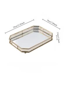 1pc Luxury Iron Vase Decor, Suitable For Home Living Room, Wedding Decoration, Romantic Candlelight Dinner, Restaurant Decor, Home Decor, Vase, Tabletop Decor, Valentine's Day, Wedding, Birthday, Room Decor Accessories, Autumn Home Decor, Living Room Decor - Golden Tray - View 5