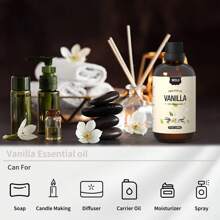 118ml Large Capacity Vanilla Essential Oil, 100% Pure Plant Extract, Distilled, With 10ml Portable Bottle, Suitable For Aromatherapy Diffuser, Fragrance Making, Skin & Hair Care, Office, Bedroom, Meditation, Yoga, Travel