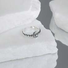 1 件时尚 S925 纯银星月开口戒指，复古经典月亮形戒指，个性化甜美酷炫学生校园配饰，星星戒指，适合男女在派对、聚会、约会和节日佩戴，附赠礼品盒 - 星月戒指 - 查看 1