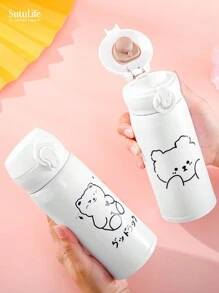 1 pieza, Taza de agua de acero inoxidable, portátil, botella de agua, aislamiento térmico y frío, regalo para hombres y mujeres para volver a la escuela