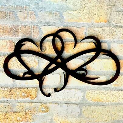 1pc Infinity Symbol Double Heart Metal Wall Decor, Infinity Symbol Wall Art, Metal Infinity Heart Sculpture, Infinity Heart Metal Wall Hanging, Gothic Room Decor For Halloween