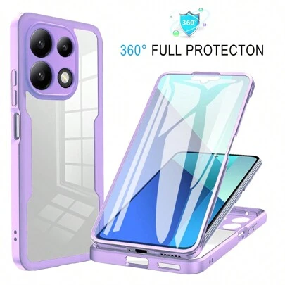 Hadaasi 1 件紫色 360° 全环绕软 TPU，透明外壳带屏幕保护膜，