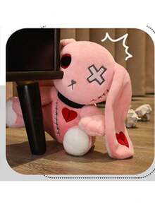 23.01cm Conejo de Peluche Espeluznante y Loco, Conejo Gótico de Peluche Lindo de Terror y Horrible, Muñeco de Conejo Loco, Juguetes de Conejo de Peluche para Halloween, Pascua, Navidad, Regalo de Cumpleaños - Rosa - Ver 4
