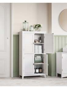 VASAGLE Bathroom Floor Storage Cabinet, Bathroom Storage Unit, Freestanding Cabinet With 4 Doors, Adjustable Shelves, 11.8 X 23.6 X 43.3 Inches - 白色 - 查看 1