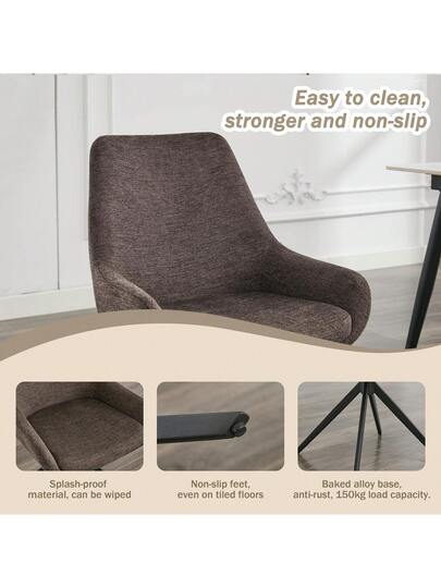 Dining Stoel (Set Of 2), Ergonomic Upholstered Chair, Swivel Armless Room, Kitchen, Living Room view 5