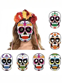 6pcs Halloween Party Makeup Masquerade Paper Skull Skeleton Ghost Face Masks DIY Mask