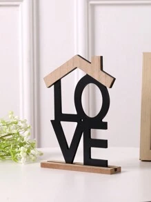 1 pieza Decoración de letras de madera creativa "AMOR AL HOGAR", decoración del hogar para la sala de estar, dormitorio, estudio, fiesta de bodas, decoración festiva, Día de San Valentín, Navidad, regalo de boda, mejor regalo festivo, decoración de estantería - Multicolor - Ver 8