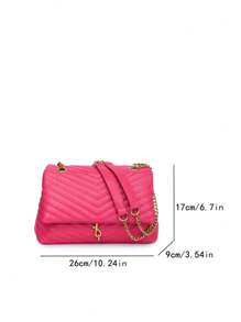 Embroidery Thread Chain Stitching Women's Shoulder Bag - Hot Pink - View 9