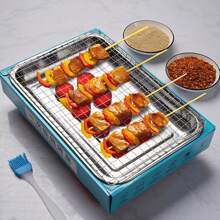 便攜式家用一次性炭烤爐，無煙戶外燒烤炭爐，適用於野營，方便烤肉的烤架 - 藍色 - 查看 1