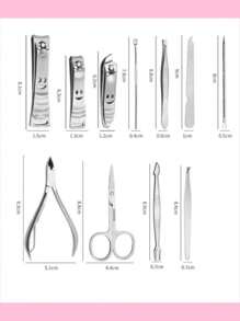 Set 12 Piezas  Manicura Y Pedicura Acero Inoxidable  Multifunción, Kit De Pedicura, Cortaúñas, Kit De Arreglo Personal Profesional, Kit De Pedicura Profesional De Acero Inoxidable Para El Cuidado De Las Uñas De Pies Y Manos Con Herramientas Portátiles Adecuadas Para Uso En Casa, En El Trabajo Y En Viajes Al Exterior - Marrón Chocolate - Ver 3