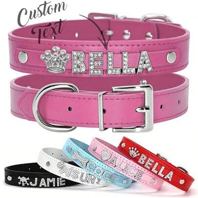Zgardă personalizată pentru câini, din piele PU, pentru căței și pisici, cu pandantiv rafinat, accesoriu decorativ personalizat pentru câini de talie mică, medie și mare, cadou perfect pentru animalele dvs. de companie, ornamentală, gravată, zgardă personalizată pentru pisici, cadouri ideale pentru el și ea, familie, prieteni, iubitori de animale de companie, pentru aniversări, pentru zile de naștere, pentru Crăciun, pentru casă nouă, pentru toamnă/iarna, articole pentru animale de companie, accesorii de Halloween 2025