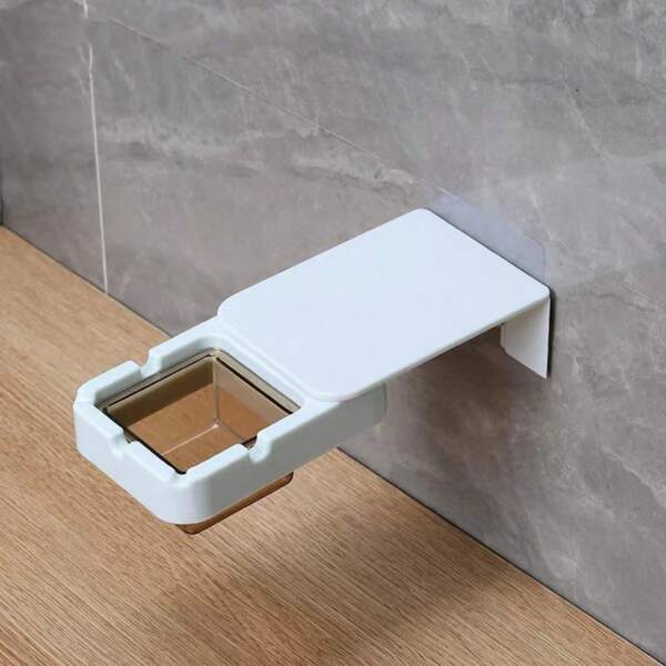 1 pieza Cenicero oculto giratorio sin taladro simple, cenicero colgante para el baño con tapa para uso diario en el hogar y la oficina