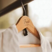 Personalized Customized Name Wooden Thick Clothes Hanger, Custom Engraved Bridal Wedding Dress/Groomsman, Bridesmaid Gift/Mother's Day/Father's Day Etching Gift, Handmade Clothes Hanger, For Anniversaries, For Valentine's Day, For Mother's Day, For Birthdays, For Father's Day, For Children's Day, For Graduation, For Weddings, For Housewarming Bathroom, Living Room, Bedroom, Home - Multicolor - View 4