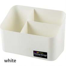 1 件白色创意桌面收纳盒多隔间梳妆台收纳盒、家居装饰收纳盒、化妆品收纳盒 - 3 个隔间、办公桌水笔钢笔收纳盒、返校必备品 - 多色 - 查看 8