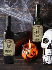 8入組萬聖節酒標貼紙，萬聖節啤酒瓶標籤貼紙，防水酒瓶標籤貼紙，帶帽子蜘蛛圖案的復古酒瓶標籤貼紙，適用於萬聖節 - 彩色 - 查看 4