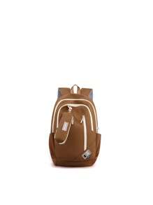 2 piezas Mochilas de moda y sencillas (unisex) con cierre de cremallera de nylon, con estuche para lápices, adecuadas para estudiantes de primaria y secundaria para uso diario - A - Ver 6