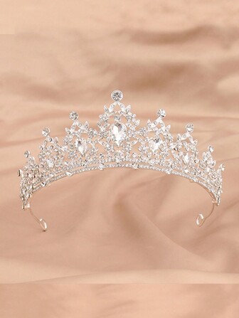 1 st. trendig kristallbrudkrona, barock lyxig strass-tiara, lämplig för bröllop och fest, brudklänning, pannband och accessoarer, bröllopspresent, alla hjärtans dag-accessoarer