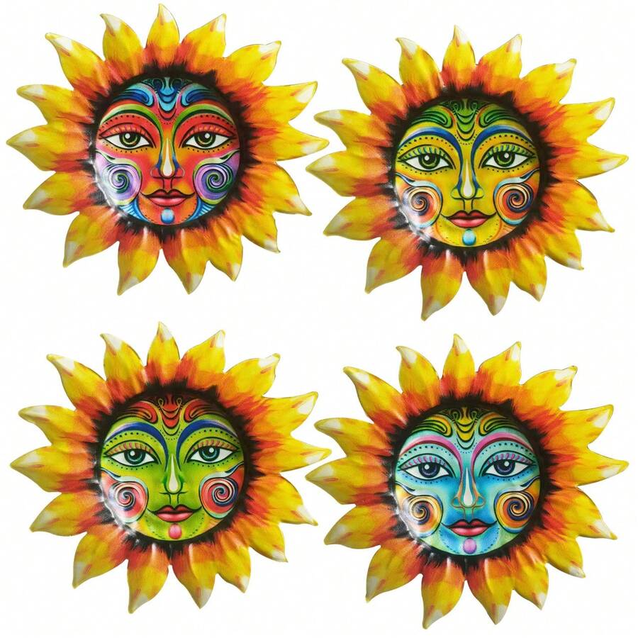 1 pieza Decoración de girasol de arte de hierro, decoración de pared de metal con forma de girasol, decoración de pared de girasol para exteriores - Multicolor - Ver 1