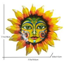 1 pieza Decoración de girasol de arte de hierro, decoración de pared de metal con forma de girasol, decoración de pared de girasol para exteriores - Multicolor - Ver 2