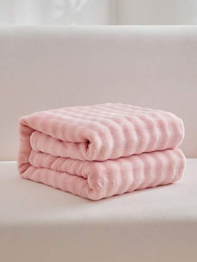 1pc Plush Flannel Bubble Blanket (Polyester Fiber), Modern Solid Color Simple Style Suitable For Warm Travel Home Rug, Pet Blanket For Dogs And Cats.