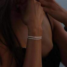 海贼王 2 层女式手链 银手链 闪亮花椰菜手链 链条手链