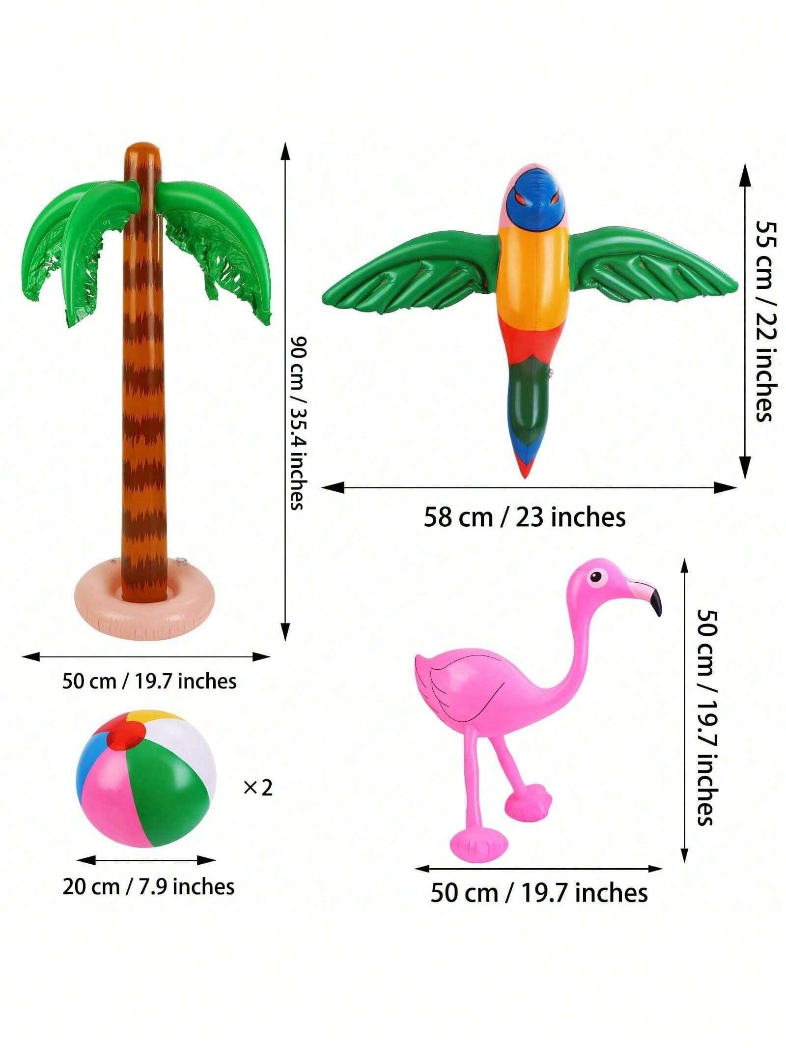 Decoración De Loros Inflables – 4 Piezas, Multicolor, Para Fiestas Hawaianas, Halloween O Fondo Playa