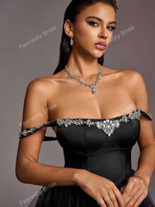 Faeriesty Vrouwen Formele & Avondjurken Zwarte Elegante Prom Bruiloft Gastjurk, Voor Afstuderen, Diner