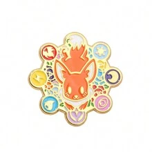 1 pieza de distintivo de metal de la evolución de Eevee Fox con dibujo animado y arcoíris para fanáticos del anime - Multicolor - Ver 8