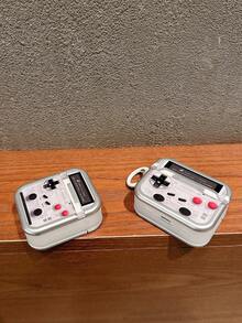 1pc Apple Airpods1/2 Bluetooth Headphone Case For Airpods3 Airpods Pro/Pro2 Generation Silver Light Luxury Retro Gaming Console Print With Circle Buckle Headphone Case - Multicolor - View 5