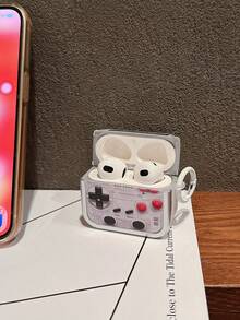 1pc Apple Airpods1/2 Bluetooth Headphone Case For Airpods3 Airpods Pro/Pro2 Generation Silver Light Luxury Retro Gaming Console Print With Circle Buckle Headphone Case - Multicolor - View 7