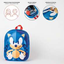 Cerdá Sonic 3D  Children's Backpack - Ideal For Little  Fans. Three-Dimensional Design And Vibrant Character Details. Perfect For Carrying School Supplies And Accessories - Multicolor - View 4