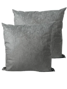 套件 2 層光滑麂皮裝飾枕頭 60x60 大號 - 灰色 - 查看 1